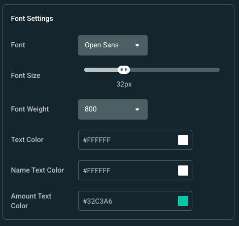 tip ticker font settings
